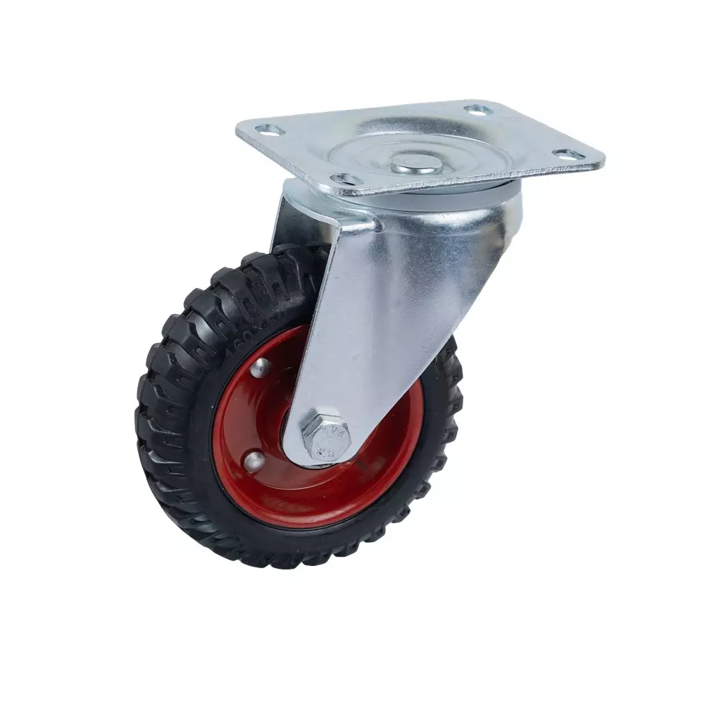 Muvall Solid Rubber Castor Wheel With Pressed Mild Steel Castor Size 200x50 mm, PST S 200 50 SRTB