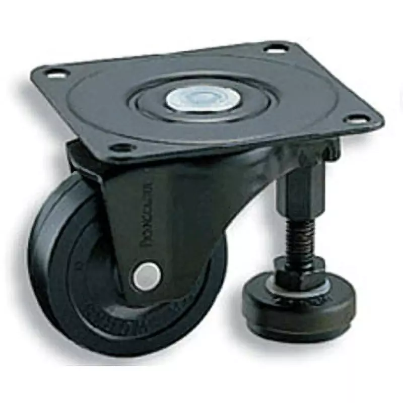 TAKIGEN Swivel Caster Synthetic Rubber 580N Allowable Loads with Adjuster Foot, K-100AF-63-R