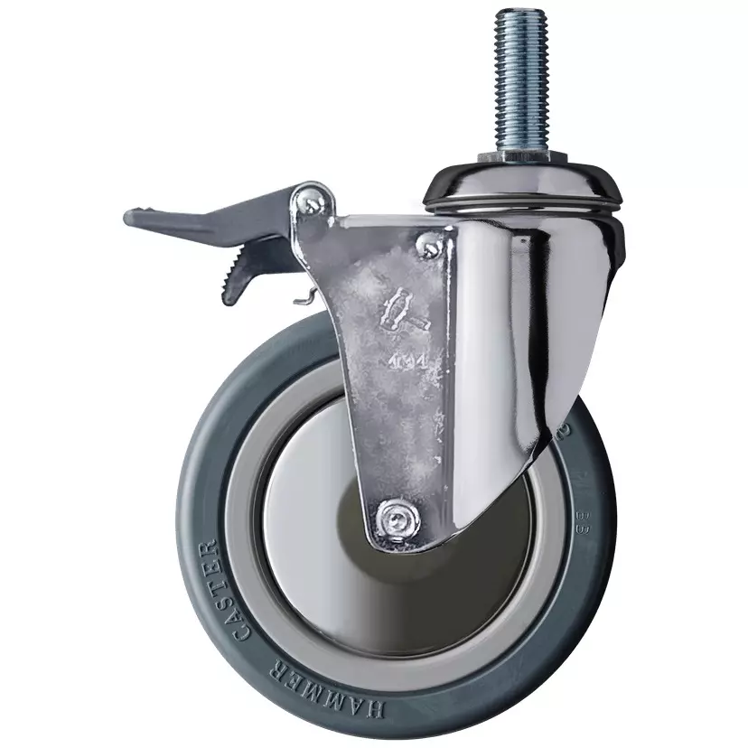 TAKIGEN Heavy Duty Swivel Caster Rubber Φ125 mm Wheel Diameter with Stopper, K-915MA-125-RB