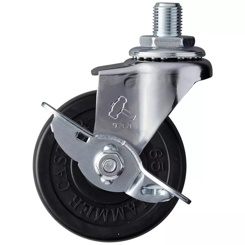 TAKIGEN Screw-Foot Swivel Caster Φ65 mm Wheel Diameter 300N Load Capacity with Stopper, K-415A-65-R