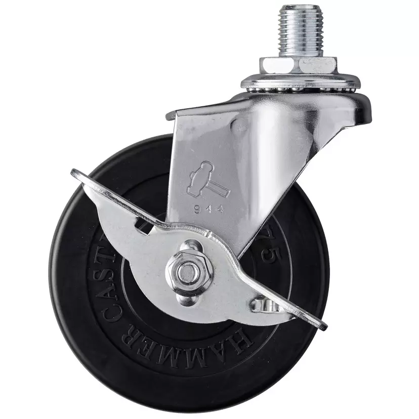 TAKIGEN Threaded Swivel Caster Φ75 mm Wheel Diameter 400N Load Capacity with Stopper, K-415A-75-R
