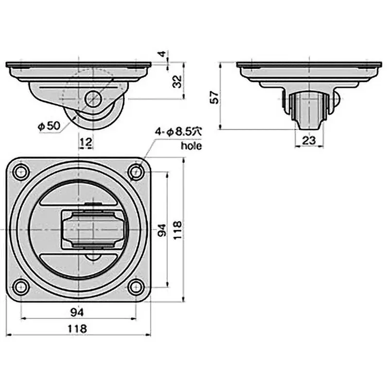 TAKIGEN Low Floor Swivel Caster Urethane Rubber 784N Allowable Loads, K-54