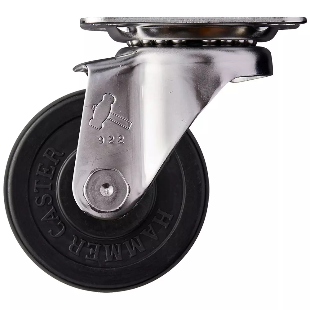 TAKIGEN Stainless Steel Swivel Caster Rubber 0.5kN Allowable Loads without Stopper, K-1320S-65-R