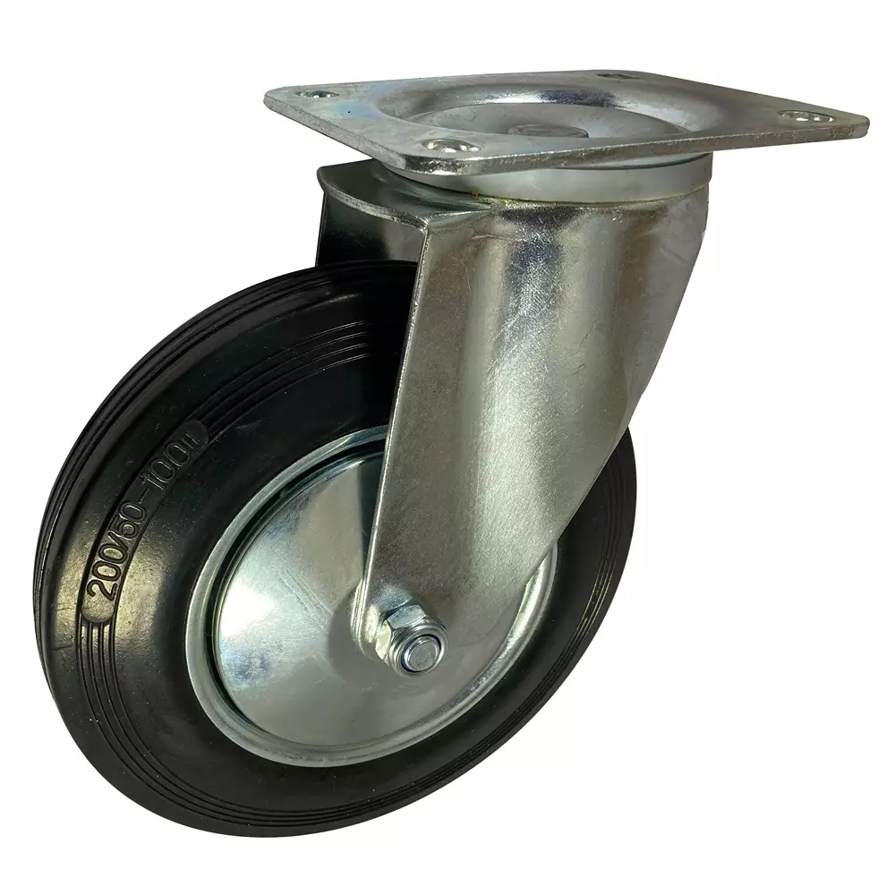 RS PRO Rubber Castor Wheel 200 mm Dia 205 Kg Load Capacity Swivel, 2823640