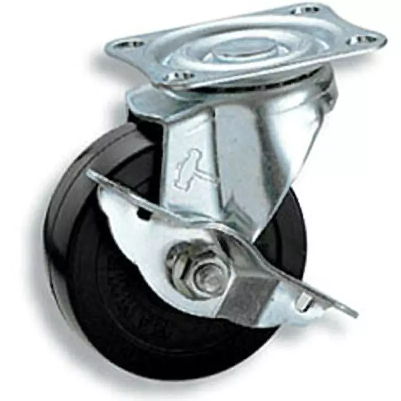 TAKIGEN Swivel Caster Rubber 0.49N Allowable Loads with Stopper, K-413S-65-R