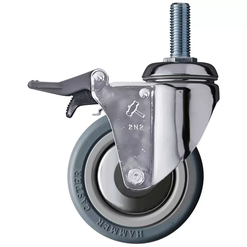 TAKIGEN Heavy Duty Swivel Caster Rubber Φ100 mm Wheel Diameter with Stopper, K-915MA-100-RB