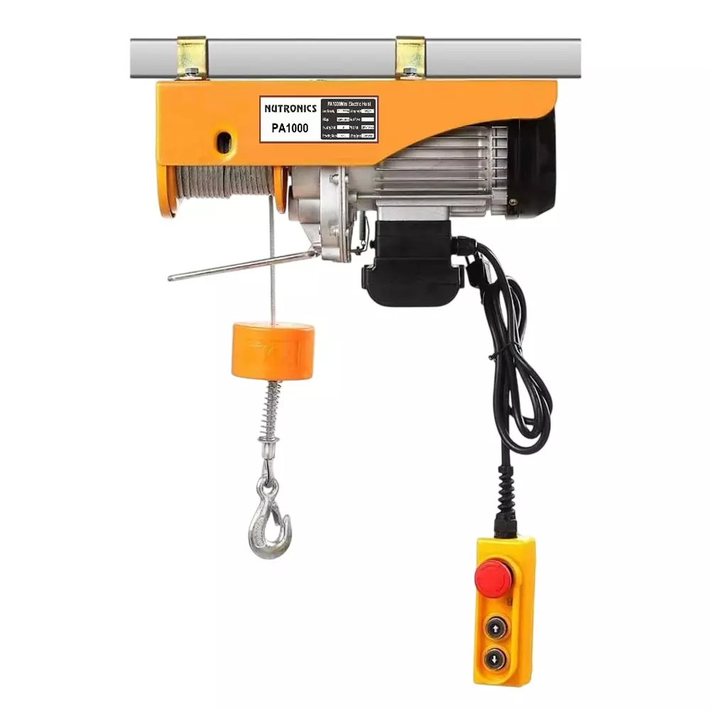 Nutronics Mini Electric Wire Rope Hoist Winch Copper Winding 2000 W Motor Power 1000 Kg Load Capacity for Industrial Purpose, ‎NS-EH 1000X20