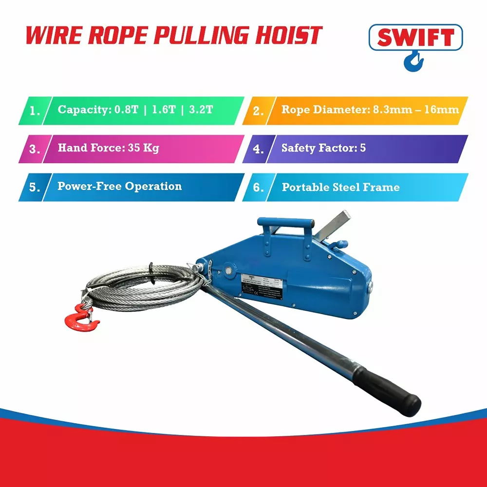 swift-manual-wire-rope-pulling-hoist-1600-kg-16-ton-capacity-20-m-rope-length-horizontal-pulling
