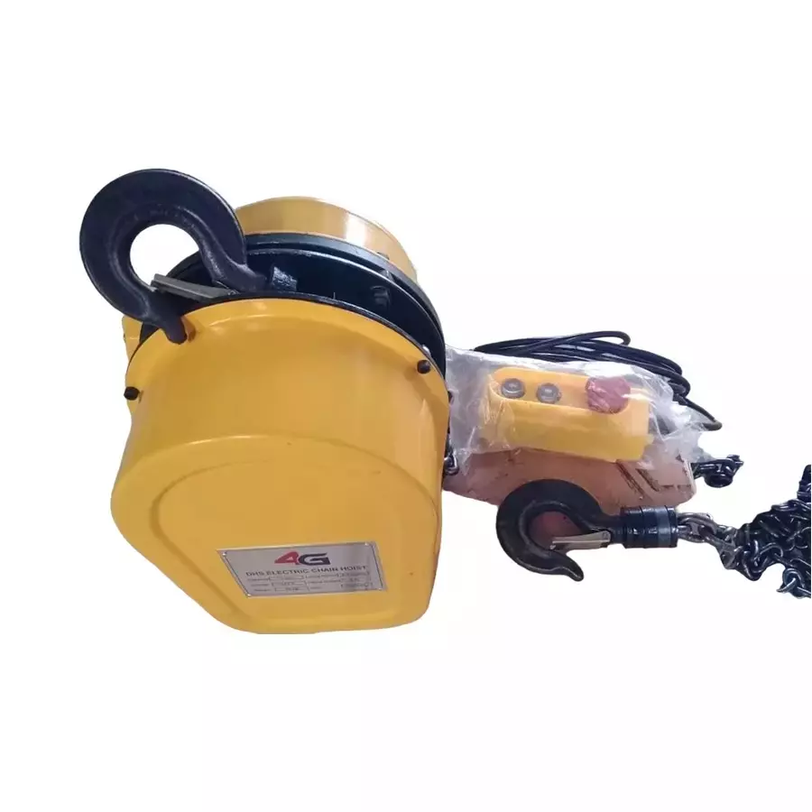 4G Laminates DHS Chain Hoist Three Phase Electric 10 mm Thickness 6 m Wire Length 5 Ton (5000 Kg) Load Capacity Yellow for Industrial Use