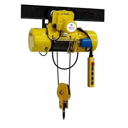 Boltz Corporation Electric Wire Rope Hoist 3 Phase 5 Ton Load Capacity 9 m Length 16 mm Wire Thickness with Electric Trolley