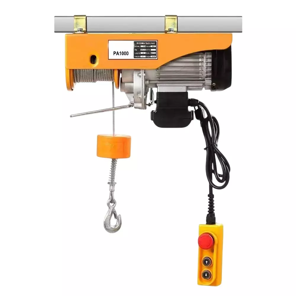 Hartley Mini Electric Wire Rope Hoist Winch Copper Winding 2000 W Motor Power 1000 Kg Load Capacity for Industrial Purpose, ‎NS-EH 1000X20