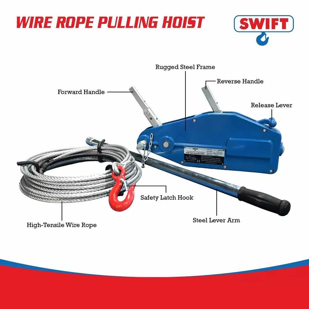 swift-manual-wire-rope-pulling-hoist-800-kg-08-ton-capacity-83-mm-rope-dia-horizontal-pulling