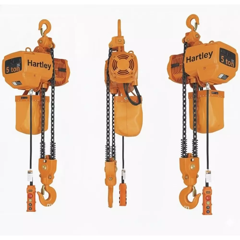 hartley-hhbb-5tx6m-electric-chain-hoist-5-ton-double-fall-chain-3-phase-air-lifting-electric-without-trolley-chain-hoist-crane-working-height6-metermaterial-mild-steellifting-speed68-meter