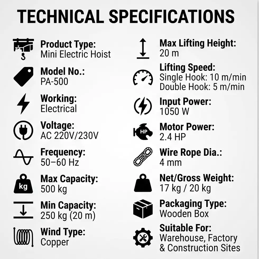 fulcrum-1050w-mini-electric-wire-rope-hoist-pa-500