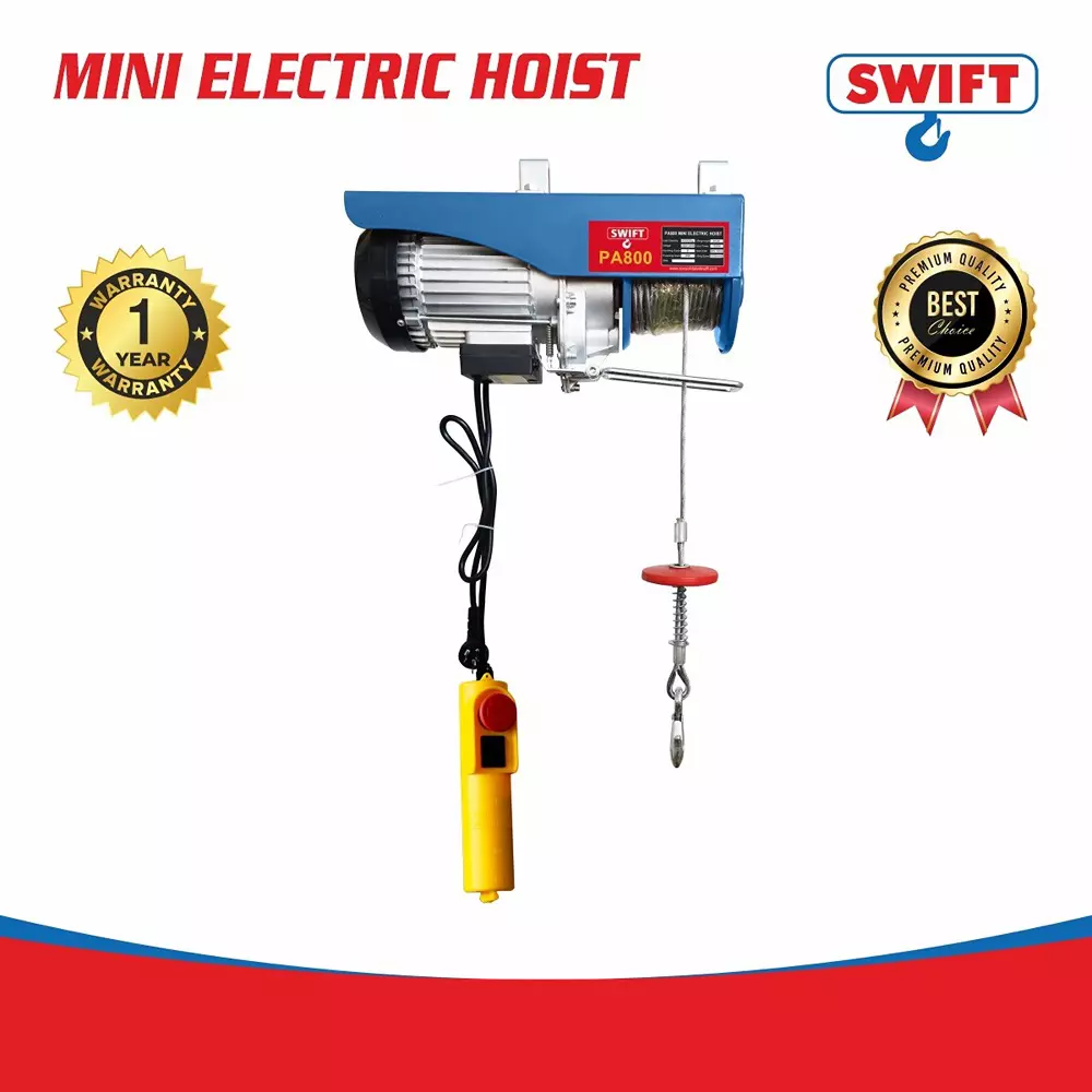 swift-mini-electric-hoist-800-kg-08-ton-capacity-12-m-lifting-height-singledouble-hook-flexibility-pa-800