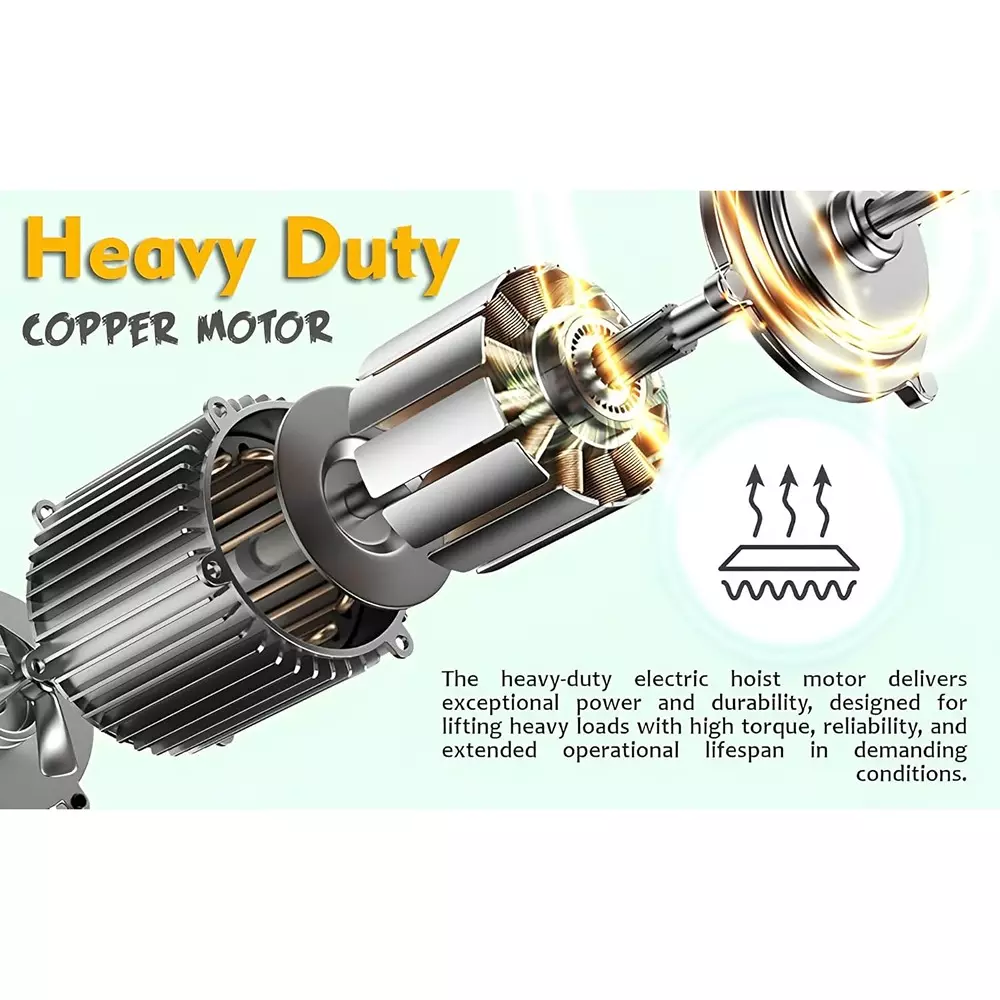 Hartley Mini Electric Wire Rope Hoist Without Trolley 1500 Kg Load Capacity 20 m Wire Length Copper Motor Winding Electric, NS-EH