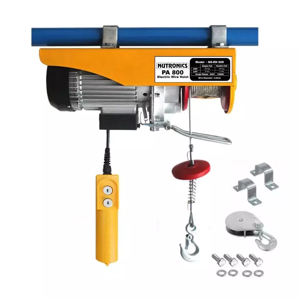 nutronics-mini-electric-wire-rope-hoist-winch-copper-winding-1350-w-motor-power-800-kg-load-capacity-for-industrial-purpose-ns-eh-800x20