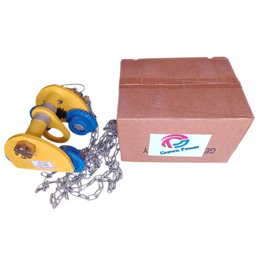 Crown Power Geared Travelling Trolley 2000 Kg (2 Ton) Load Capacity 3 m Chain Length Steel