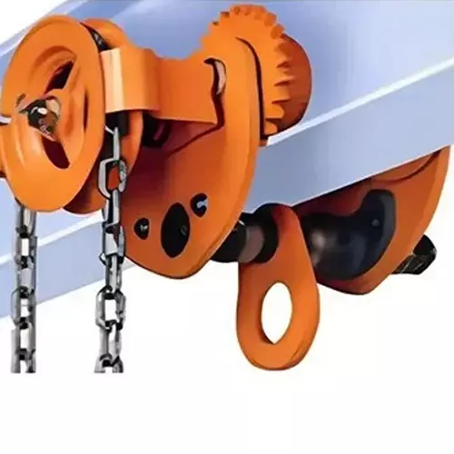 Boltz Corporation Heavy-Duty Geared Travelling Trolley Powder Coated Finish Mild Steel 3 Ton with 3 m Chain, AD-HT-20223643-C3