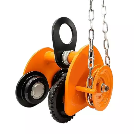 Nutronics 10 Ton Geared Travelling Trolley With 3 m Chain, Mild Steel Body Ideal For Chain Pulley Block, Hoist, Crane, Warehouse & Industrial Material Handling