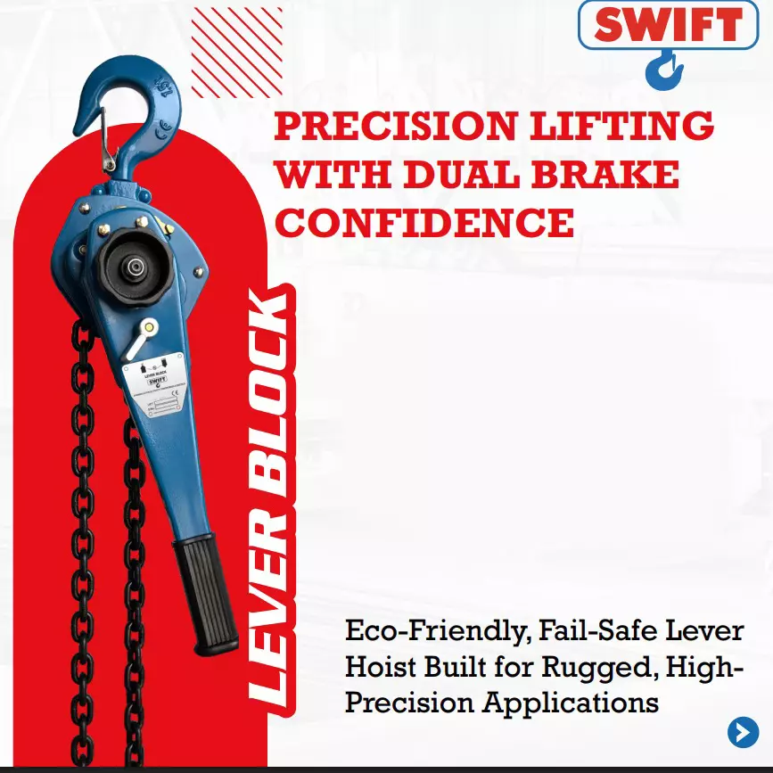 SWIFT Lever Chain Pulley Blocks 1500 Kg (1.5 Ton) Capacity 1.5 m Lifting Height High Precision