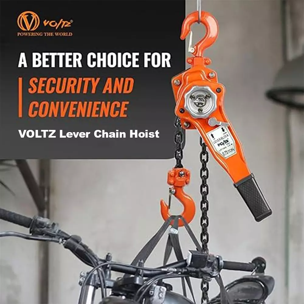 Voltz Ratchet Lever Chain Hoist with 3 m Chain Length and 750 Kg Lifting Capacity, VZ-0.75