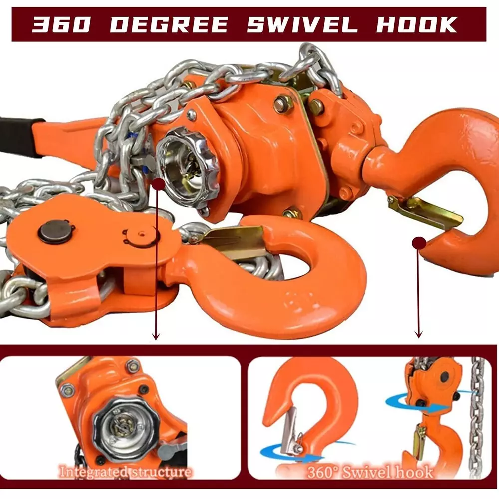 Voltz Ratchet Lever Chain Hoist with 3 m Chain Length and 750 Kg Lifting Capacity, VZ-0.75