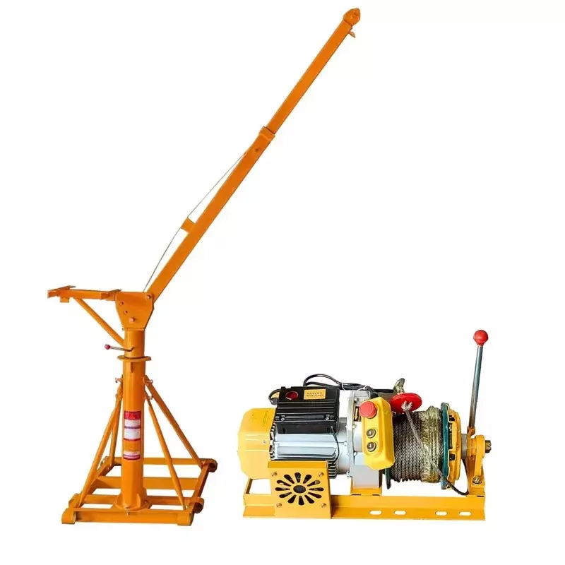 GENERIC Mini Crane with Electric Clutch Winch 4 HP 8 mm Rope Diameter 500 Kg Load Capacity, TI-HD-21286