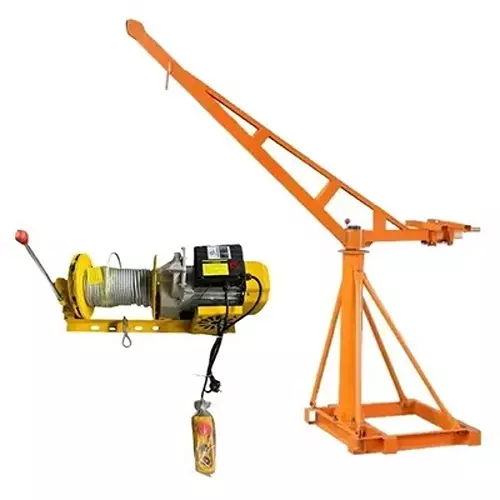 Crown Power 55 Kg Mini Crane Frame 500 Kg (0.5 Ton) Load Capacity with 3 HP Electric Clutch Winch 100% Copper Winding