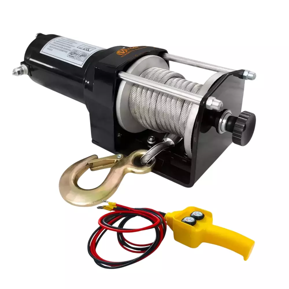 Voltz Electric Winch with Steel Rope, 1.361 Ton Single Line Pulling Capacity, 4.8 mm Rope Diameter and 8 m Length, VZ-3000LBS