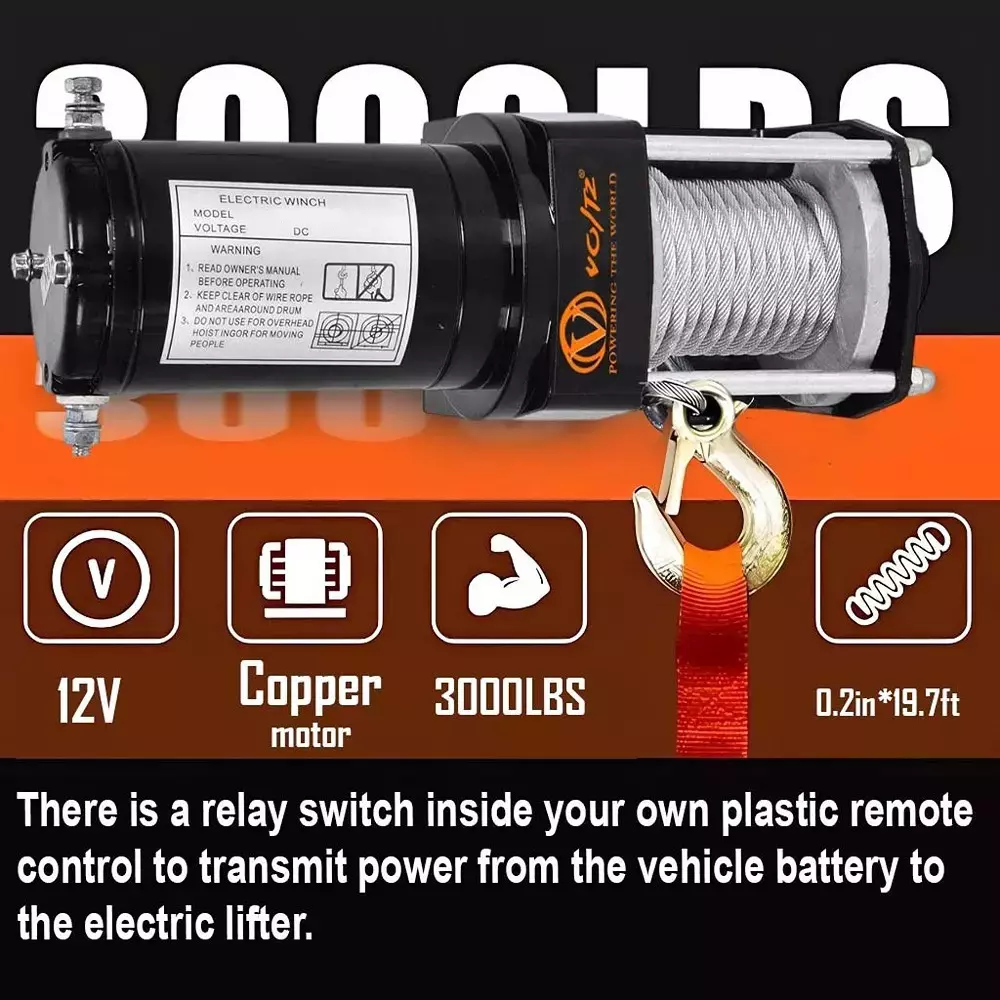 voltz-electric-winch-with-steel-rope-1361-ton-single-line-pulling-capacity-48-mm-rope-diameter-and-8-m-length-vz-3000lbs