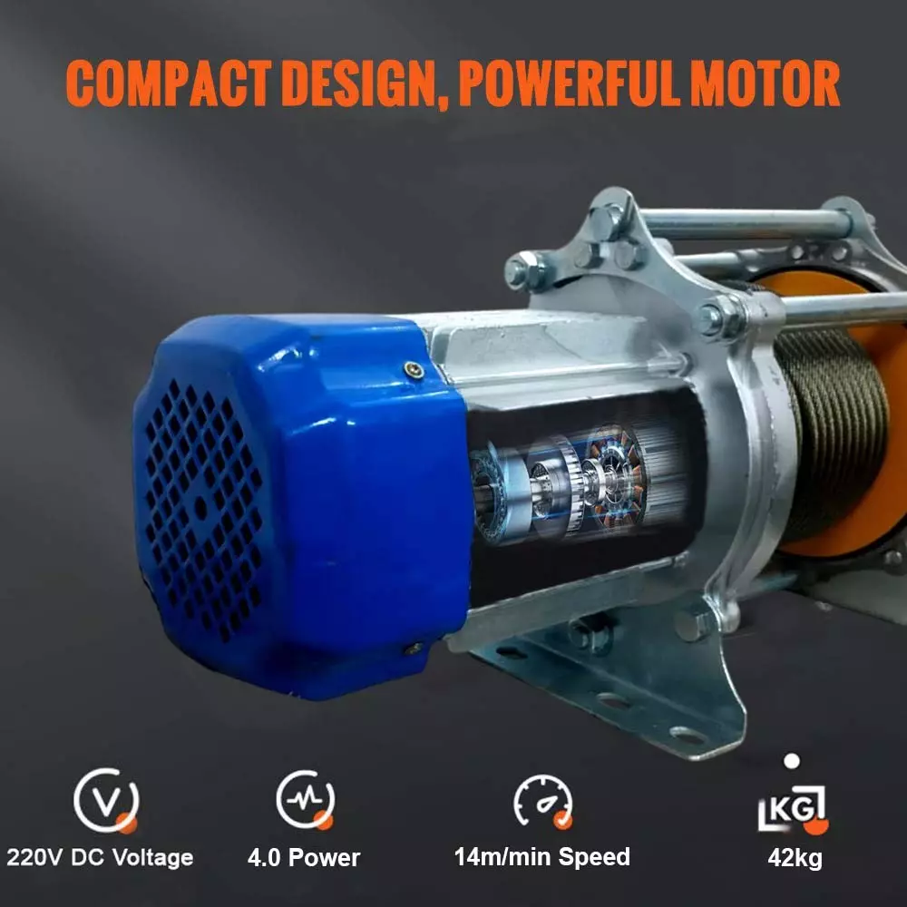 Voltz Electric Winch with 1.5 Ton Lifting Capacity and 30 m Rope Length, CD-K1-1500KG