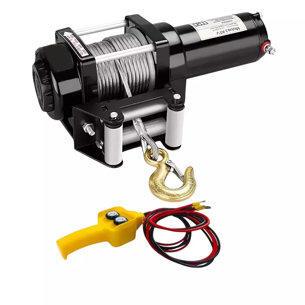 Voltz Electric Winch with Steel Rope, 2.041 Ton Single Line Pulling Capacity, 5.3 mm Rope Diameter and 10 m Length, VZ-4500LBS