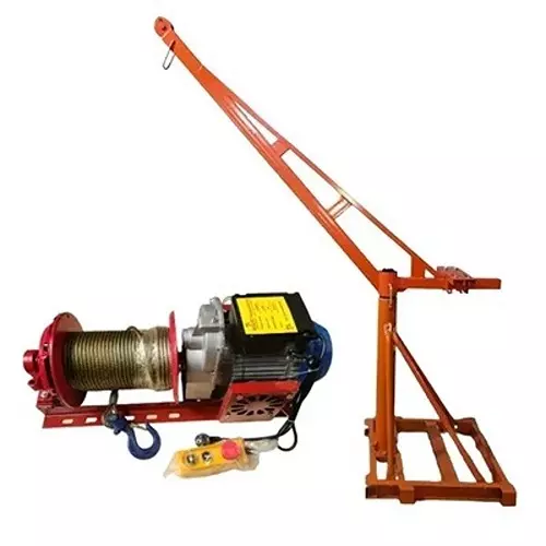 Boltz Corporation Mini Crane 360° Rotate 500 kg Capacity with 4 HP Motor 50 m x 8 mm Wire Rope Electric Clutch Winch