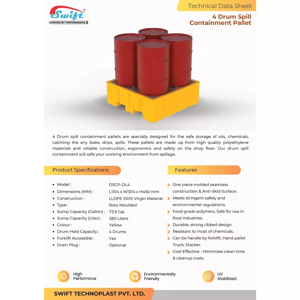 swift-technoplast-spill-containment-pallet-four-drum-polyethylene-1314x1314x450-mm-dscp-dl4