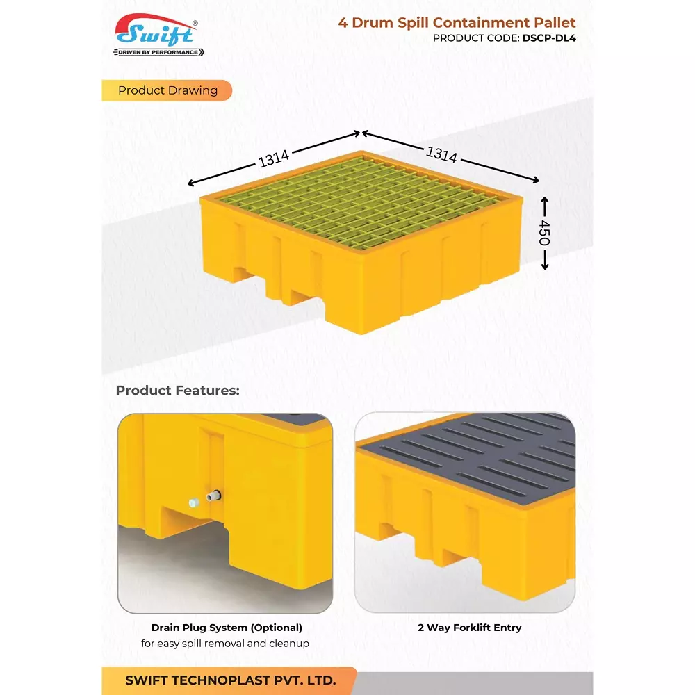 swift-technoplast-spill-containment-pallet-four-drum-polyethylene-1314x1314x450-mm-dscp-dl4