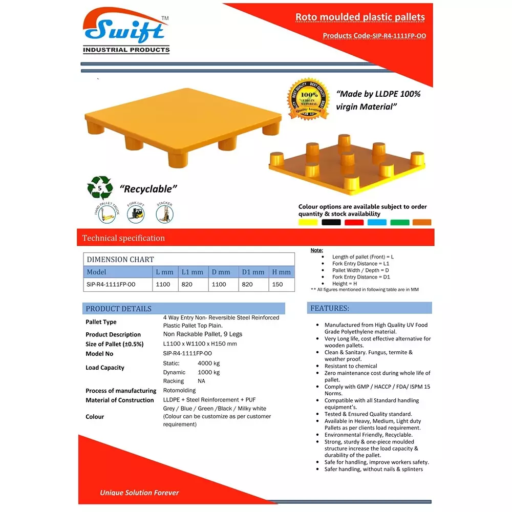 swift-technoplast-4-way-entry-lldpe-industrial-plastic-pallets-top-plain-1100x1100x150-mm-sip-r4-1111fp
