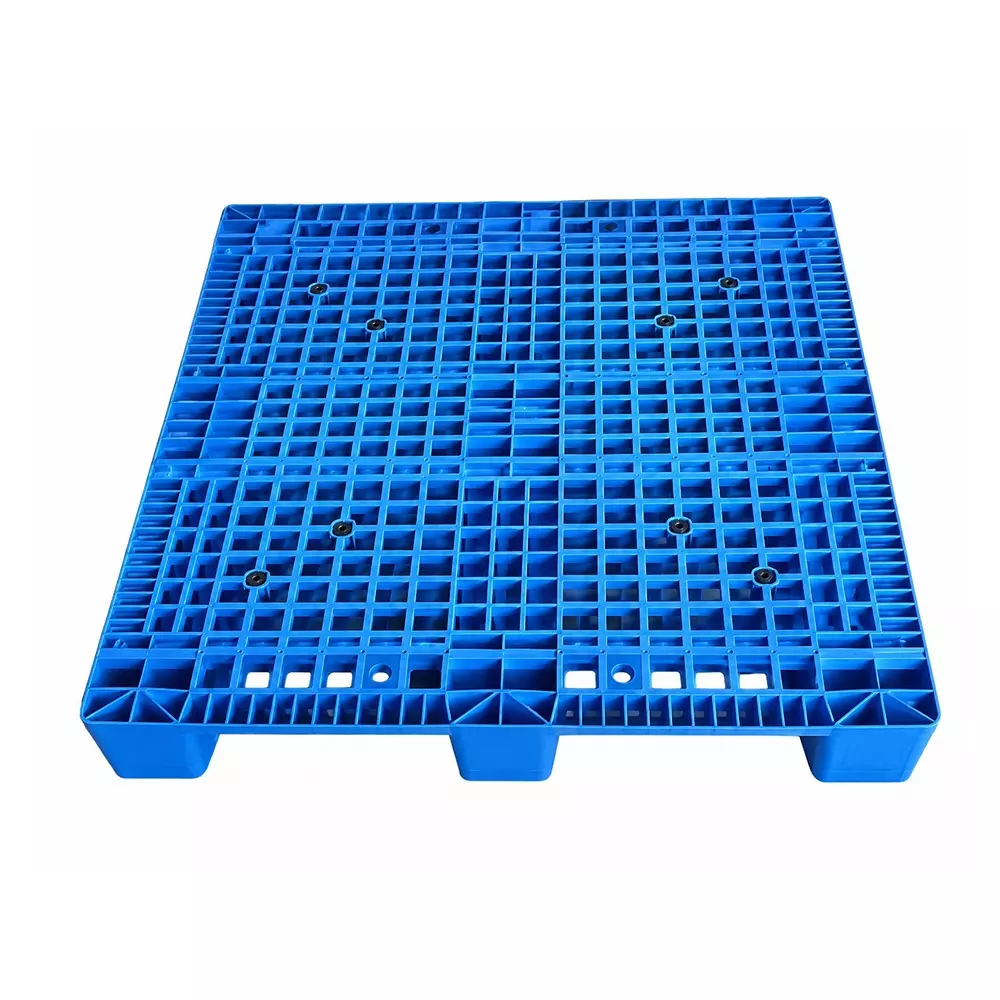 BIGAPPLE Industrial Pallet Compatible with Steel Rod Heavy Duty Polypropylene Blue 1300x1100x150 mm Size 7500 Kg Static Load Compatible with 650 mm and 550 m HPT