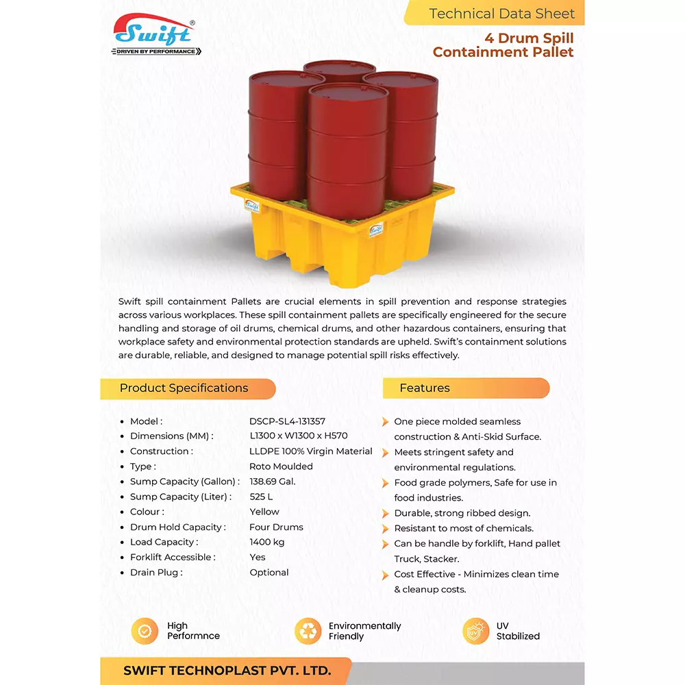 swift-technoplast-spill-containment-pallet-four-drum-polyethylene-1300x1300x570-mm-dscp-sl4-131357