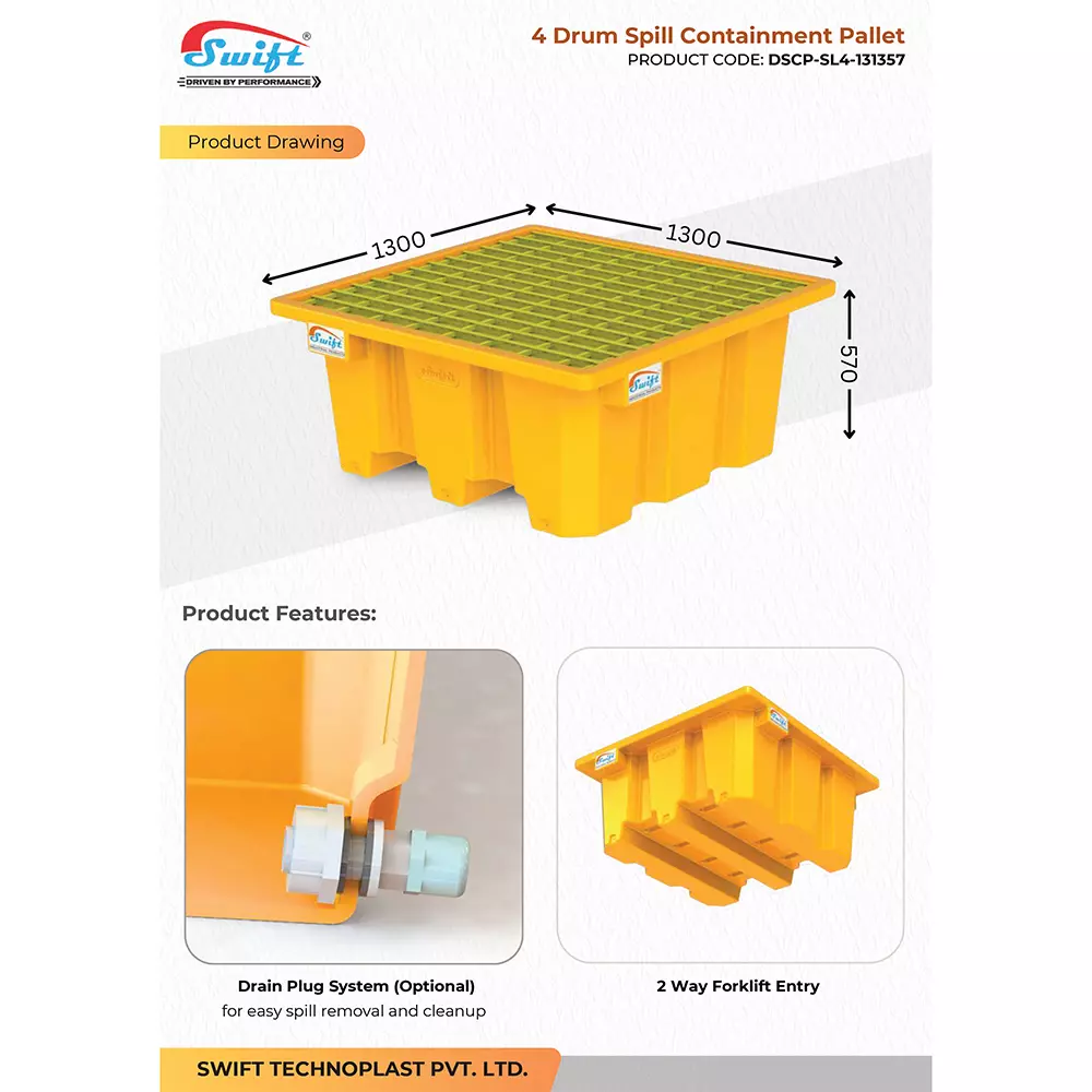 swift-technoplast-spill-containment-pallet-four-drum-polyethylene-1300x1300x570-mm-dscp-sl4-131357
