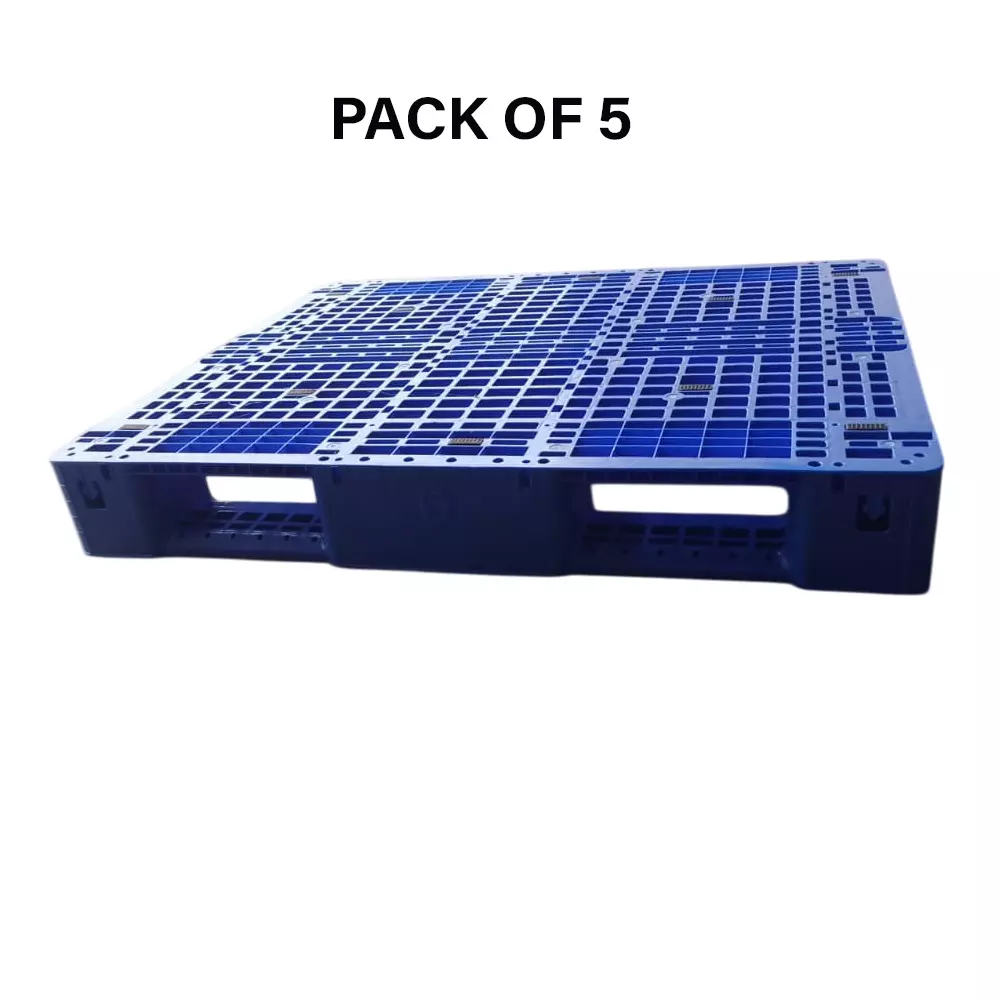 Laxmi 1200x1000x160 mm Plastic Pallet Blue 4 Ton Load Capacity (Pack of 5)
