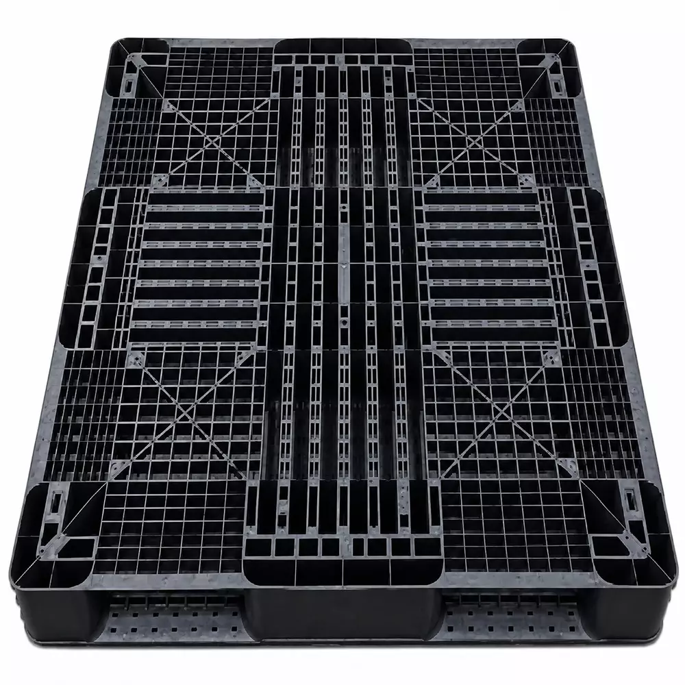 BIGAPPLE Industrial Reversible Pallet Heavy Duty Polypropylene Black 1100x1100x120 mm Size 3000 Kg Static Load Compatible with Forklift Machine