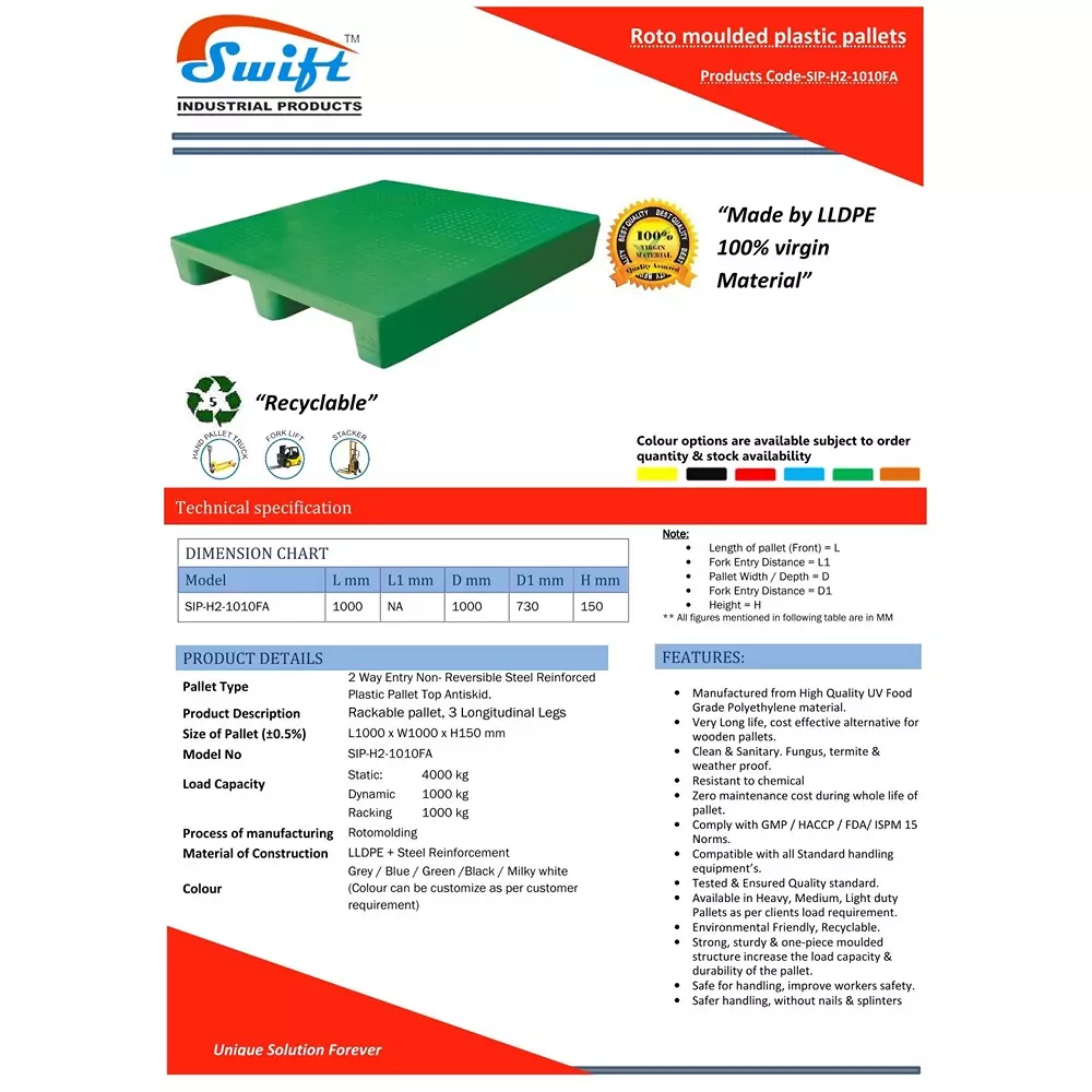 swift-technoplast-2-way-entry-green-industrial-plastic-pallets-1000x1000x150-mm-sip-h2-1010fa