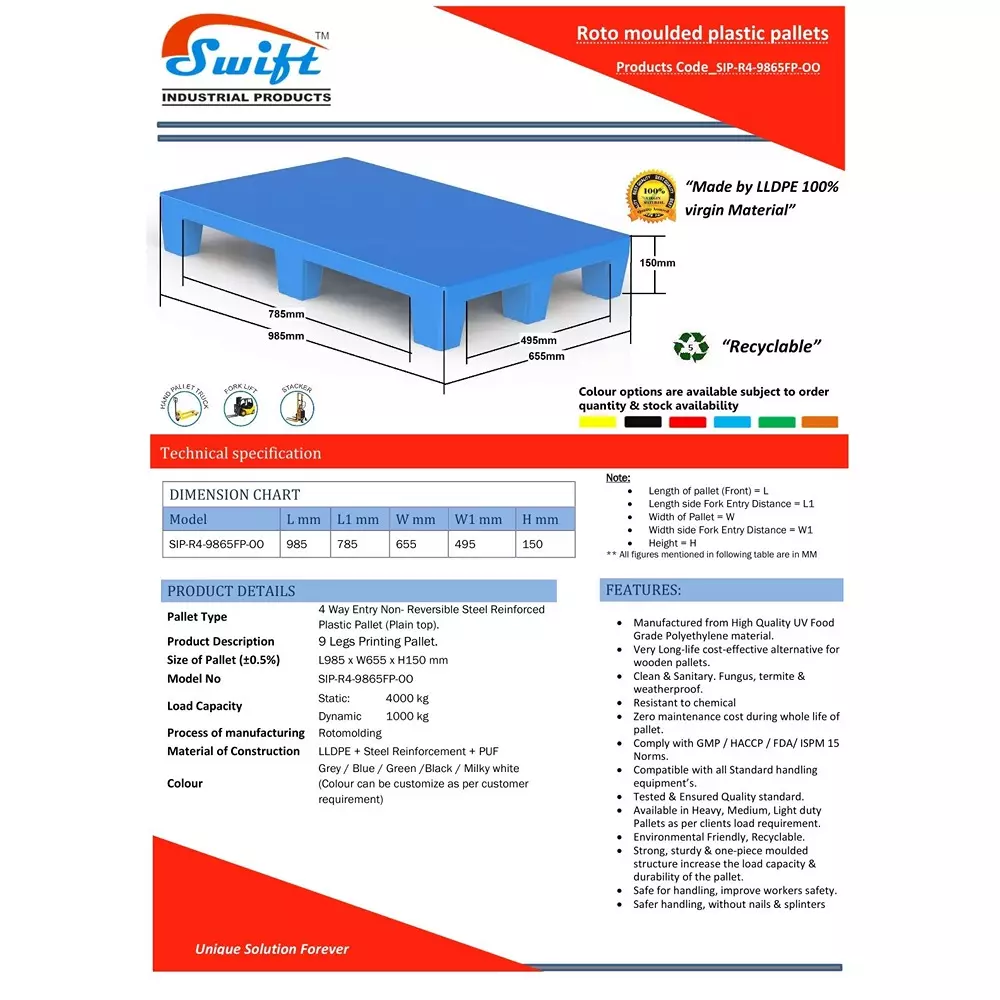 swift-technoplast-4-way-entry-lldpe-non-reversible-plastic-pallet-985x655x150-mm-sip-r4-9865fp