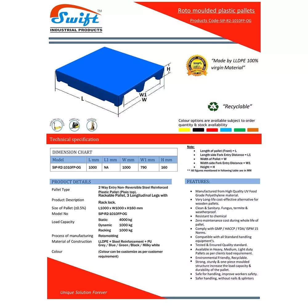 swift-technoplast-2-way-entry-flat-plain-lldpe-plastic-pallet-1000x1000x150-mm-sip-r2-1010fp