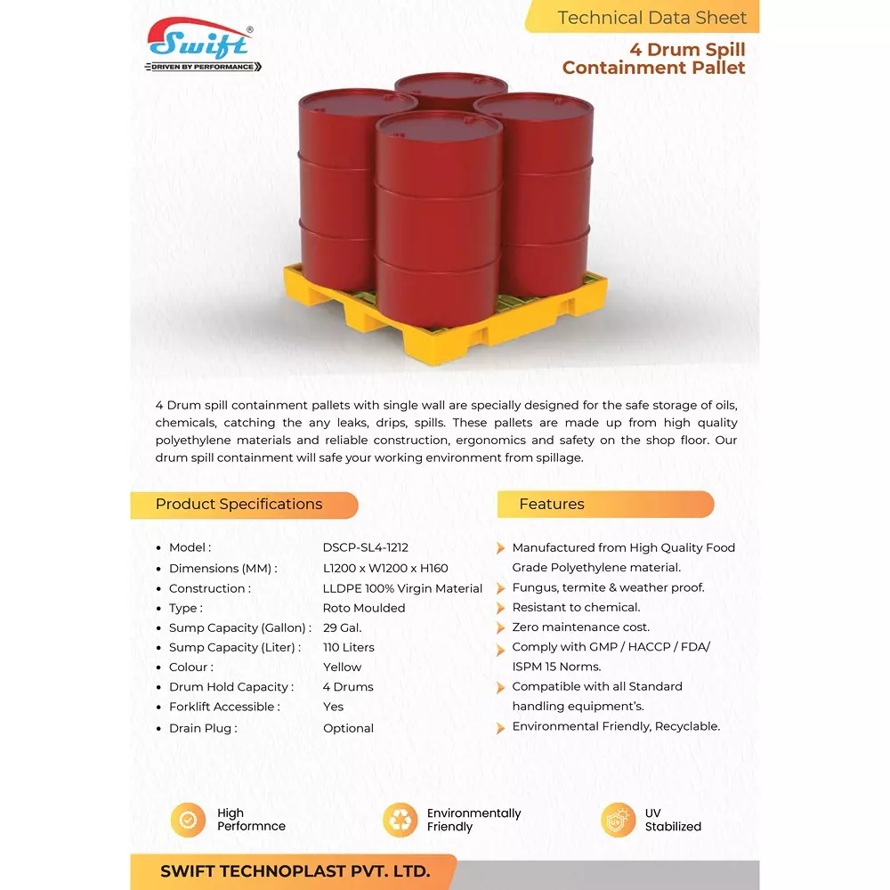 swift-technoplast-spill-containment-pallet-four-drum-polyethylene-1200x1200x160-mm-dscp-sl4-1212