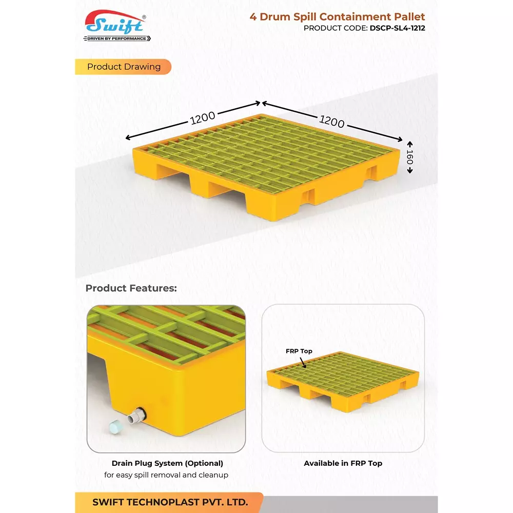 swift-technoplast-spill-containment-pallet-four-drum-polyethylene-1200x1200x160-mm-dscp-sl4-1212