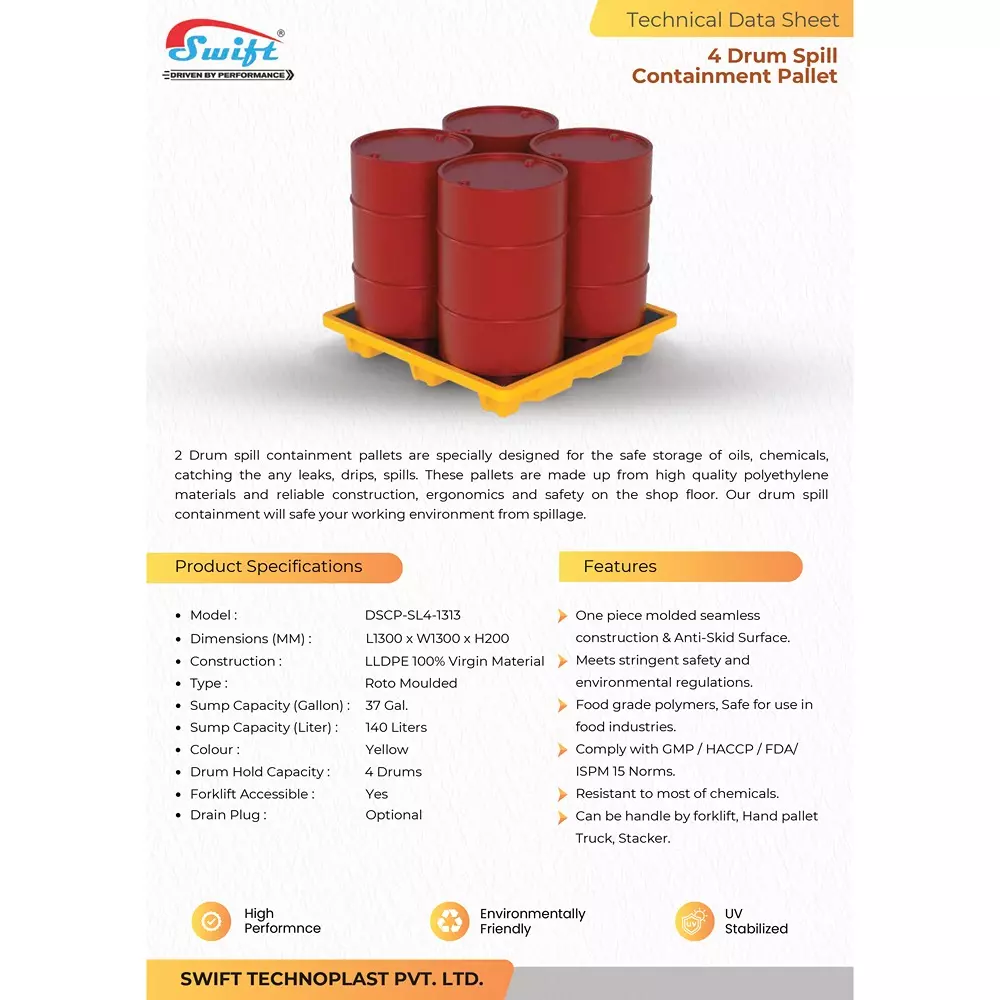 swift-technoplast-spill-containment-pallet-four-drum-polyethylene-1300x1300x200-mm-dscp-sl4-1313