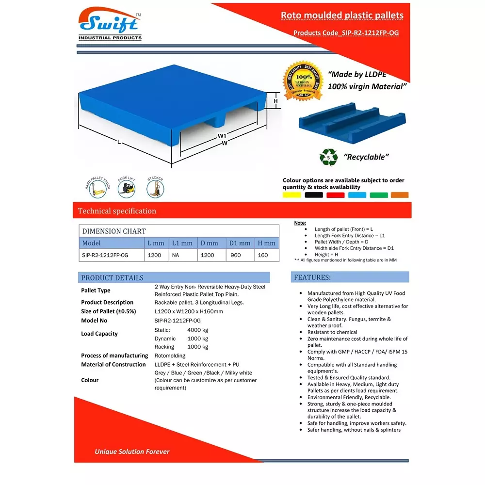 swift-technoplast-2-way-entry-flat-plain-lldpe-plastic-pallet-1200x1200x150-mm-sip-r2-1212fp