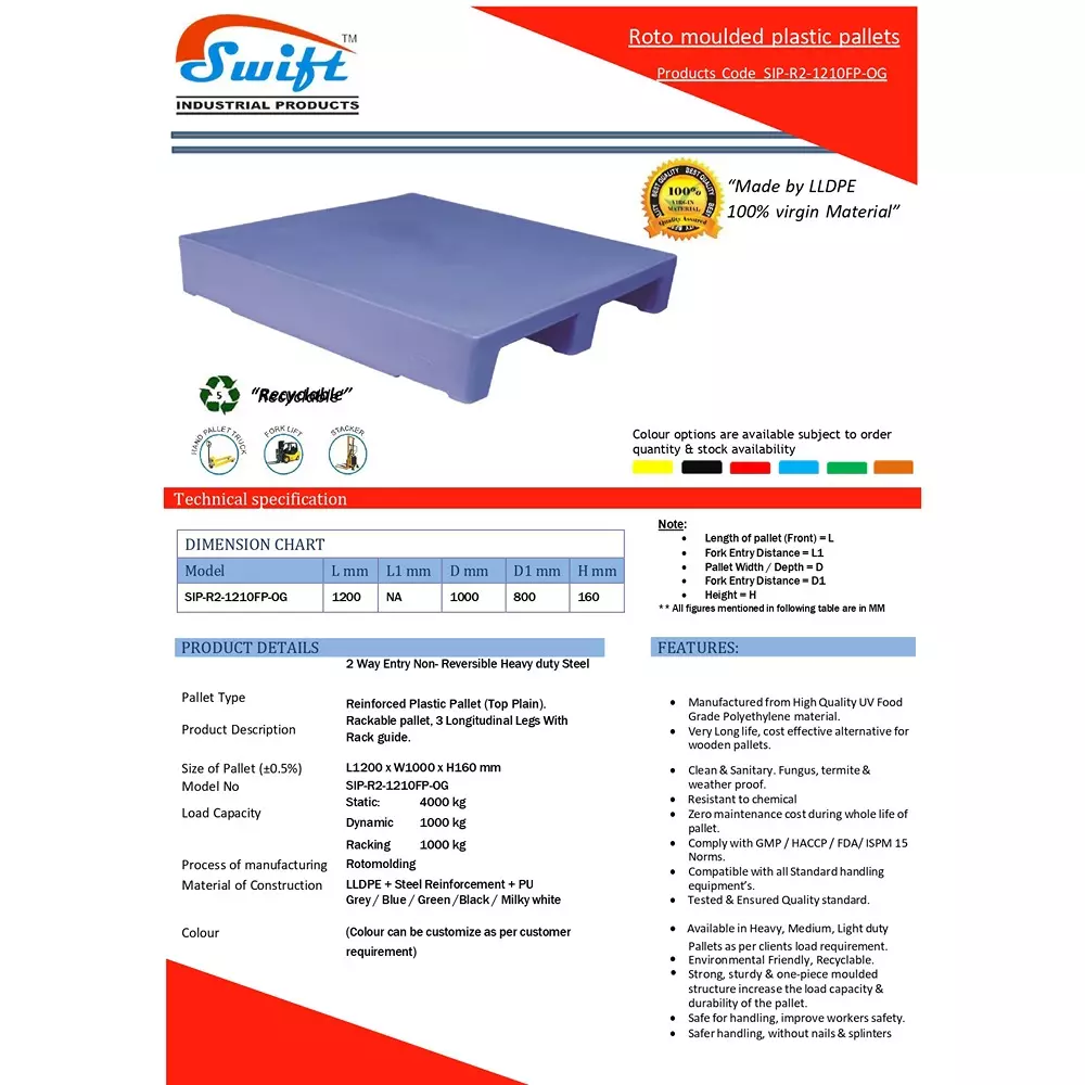 swift-technoplast-2-way-entry-non-reversible-lldpe-plastic-pallet-1200x1000x150-mm-sip-r2-1210fp